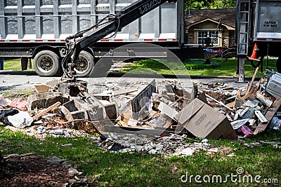 Trash and debris outside of Houston homes Editorial Stock Photo