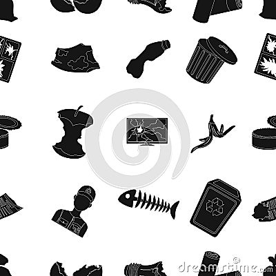 Trash and garbage pattern icons in black style. Big collection of trash and garbage vector symbol stock illustration Vector Illustration