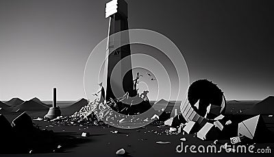 Trash Overload: The Grim Fate of Our Planet - A Striking Blender Render, Made with Generative AI Stock Photo