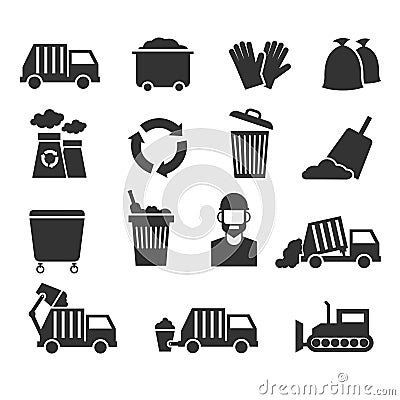 Trash recycle garbage waste vector icons Vector Illustration