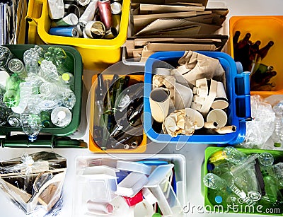 Trash for recycle and reduce ecology environment Stock Photo