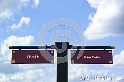 Trash and recycle sign Stock Photo