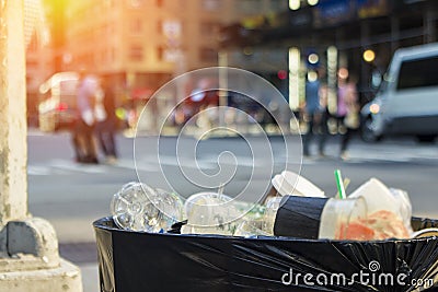 Trash waste bin on new york city street Stock Photo