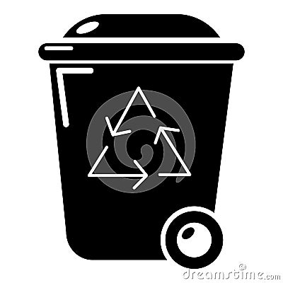 Trash wheelie bin icon, simple style Vector Illustration
