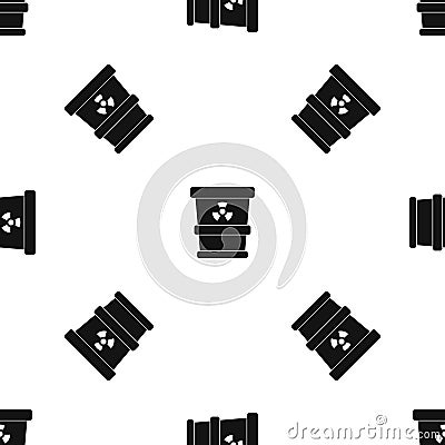 Trashcan containing radioactive waste pattern seamless black Vector Illustration