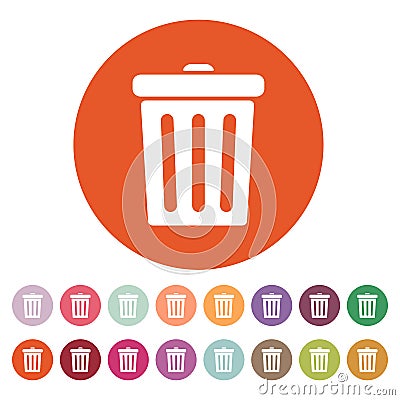 The trashcan icon. Dustbin symbol. Flat Vector Illustration