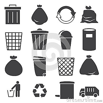 Trashcan icon set Vector Illustration