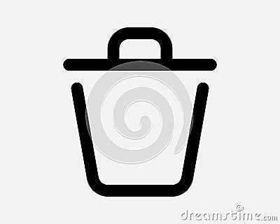 Trashcan Delete Icon Sign Symbol Trash Can Dustbin Recycling Container Refuse Bucket Bin Waste Outline Line Shape Vector Garbage Vector Illustration