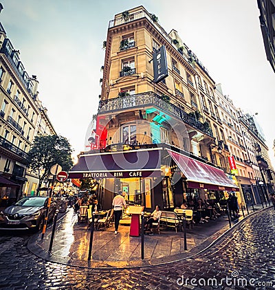 Trattoria Rim Cafe in Paris Editorial Stock Photo