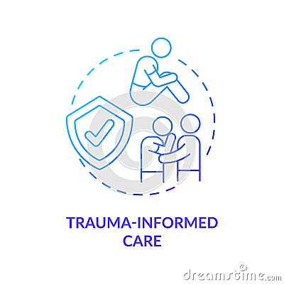 Trauma informed care blue gradient concept icon Vector Illustration