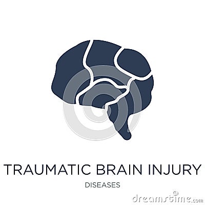 Traumatic Brain Injury (TBI) icon. Trendy flat vector Traumatic Vector Illustration