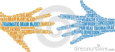 Traumatic Brain Injury Word Cloud Vector Illustration