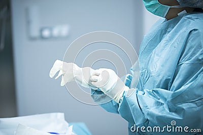 Traumatology orthopedic surgery nurse gloves Stock Photo