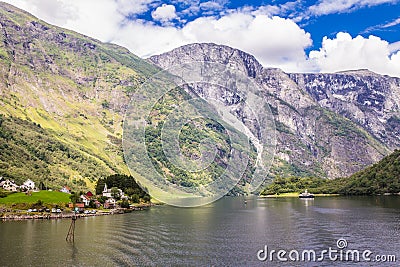 Traval on Large Cruise ship from the port of Flam to Stavanger, in sunny summer day, Norway. Stock Photo