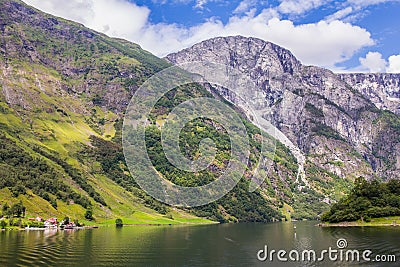 Traval on Large Cruise ship from the port of Flam to Stavanger, in sunny summer day, Norway. Stock Photo