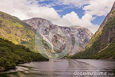 Traval on Large Cruise ship from the port of Flam to Stavanger, in sunny summer day, Norway. Stock Photo