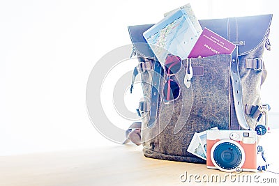 Travel accessories background Stock Photo