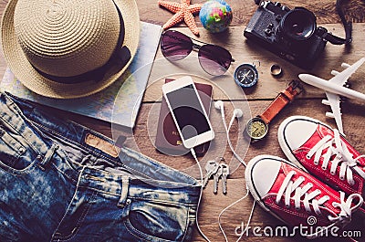 Travel accessories costumes The cost of travel Stock Photo