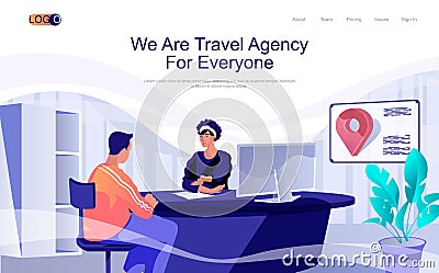 Travel agency concept isometric landing page. Vector Illustration