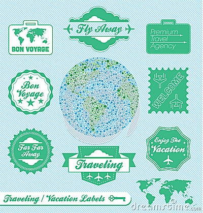 Travel Agency Labels and Stickers Vector Illustration