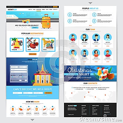 Travel Agency Web Page Design Vector Illustration