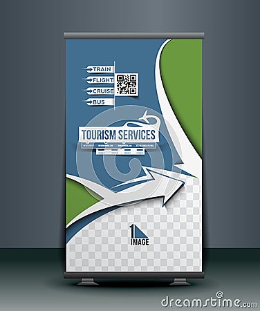 Travel Agent Roll Up Banner Vector Illustration