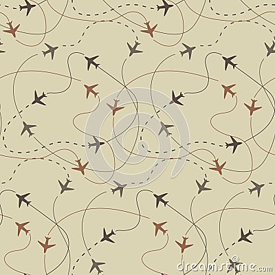 Travel air plane seamless pattern, vector Vector Illustration