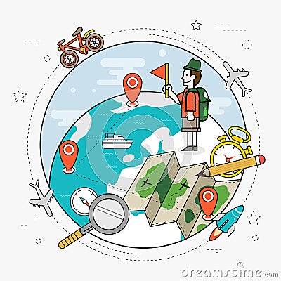 Travel around the world concept Vector Illustration