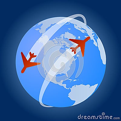 Travel around the world with flights Vector Illustration