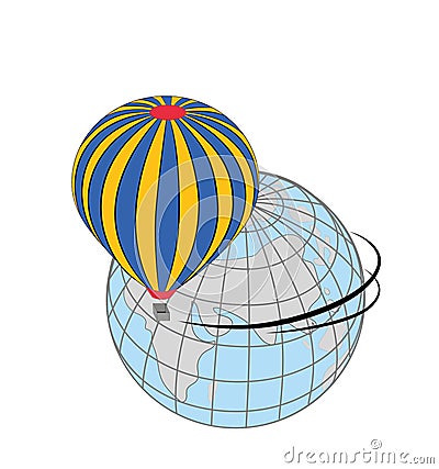 Travel around the world in a hot air balloon. concept of travel. vector illustration. Vector Illustration
