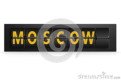Travel arrivals departure board showing the destination city Moscow Stock Photo