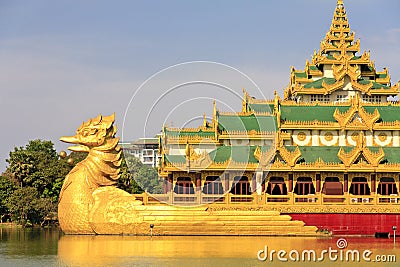 Travel Asia: Karaweik palace in Yangon, Myanmar Stock Photo