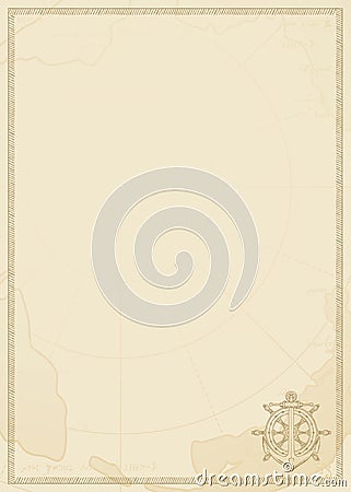 Travel background with anchor, helm and old map Vector Illustration