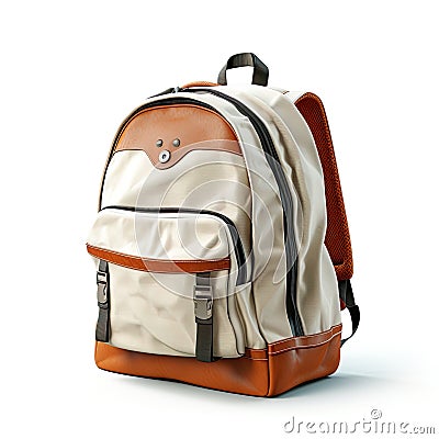 travel backpack, isolated on a clean white background, embodies the spirit of adventure and exploration. Stock Photo