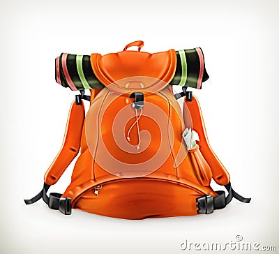 Travel backpack, orange Vector Illustration