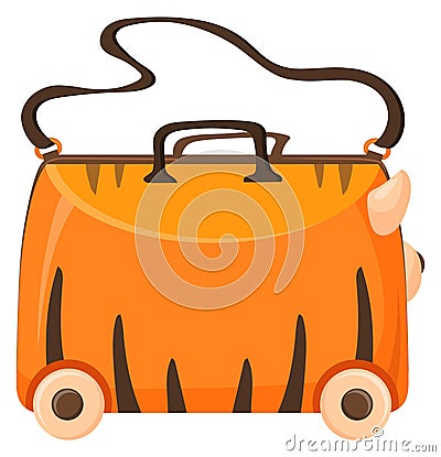 Travel bag on wheels. Cartoon journey trip luggage Vector Illustration
