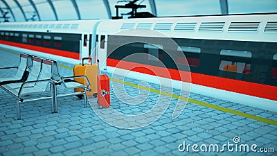 Travel Baggage in Railway Station. Stock Footage - Video of rendering,  boarding: 120550364