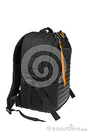 Travel bagpack and tag Stock Photo