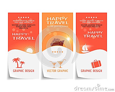 Travel banner poster sticker flyer ticket design Vector Illustration