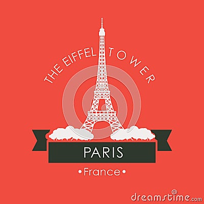 Travel banner with Eiffel Tower in Paris, France Vector Illustration