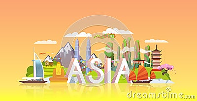 Travel banner. Trip to Asia. Vector Illustration