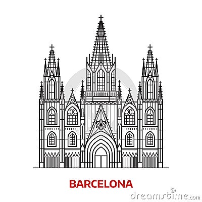 Travel Barcelona Landmark Vector Illustration