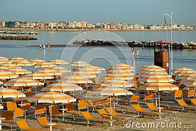 Travel beach Romagna - beach and sea in Rimini Stock Photo