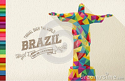 Travel Brazil landmark polygonal monument Vector Illustration