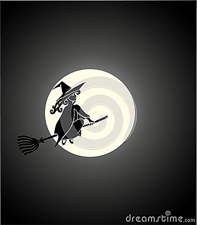 Travel on a broom and by means of sorcery Vector Illustration