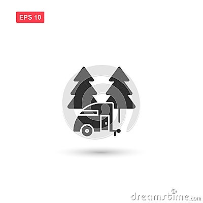 Travel camper in forest icon vector design isolated Vector Illustration