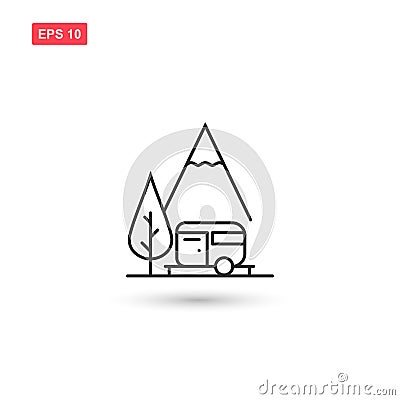 Travel camper in forest icon vector design isolated 3 Vector Illustration