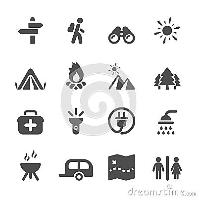 Travel and camping icon set, vector eps10 Vector Illustration