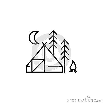 Travel camping outline icon. Elements of travel illustration icon. Signs and symbols can be used for web, logo, mobile app, UI, UX Cartoon Illustration