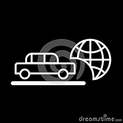 Travel by car vector icon. Black and white transport illustration. Outline linear icon. Vector Illustration